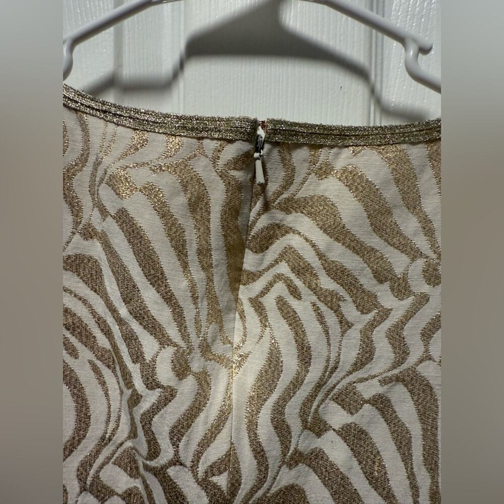 Lilly Pulitzer Milannia Gold Metallic Zebra Stripe Jacquard Shift Dress Size 2 - Picture 7 of 7